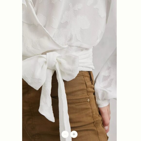 Anthropologie Milena Burnout Velvet Wrap Blouse - Picture 2 of 14